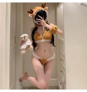 FEE ET MOI - Fluffy Deer Fantasy Bikini Set (Brown - White)